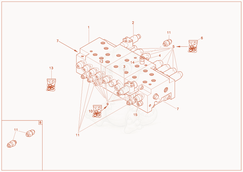 Exploded parts diagram of the CONTROL VALVE 3 of a Wacker Neuson 12002RD, with numbered balloons