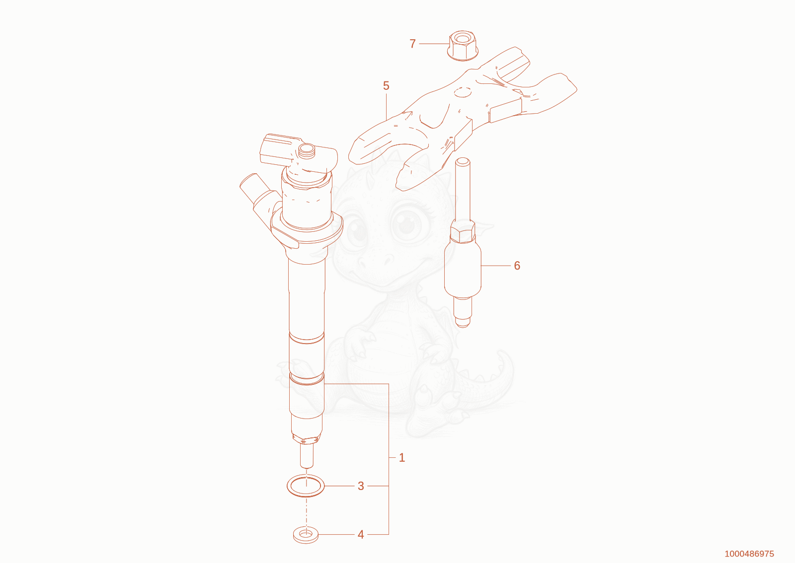 Exploded parts diagram of the injection nozzle of a Wacker Neuson WL60STAGEV, with numbered balloons