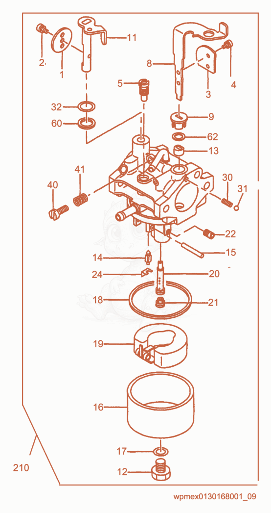 Exploded parts diagram of the Carburetor cpl. of a Wacker Neuson AP1550R, with numbered balloons