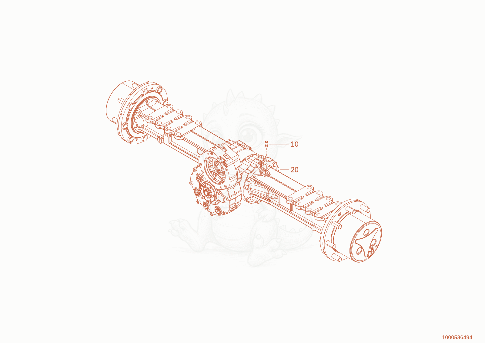 Exploded parts diagram of the rear axle of a Wacker Neuson WL950(A05-01), with numbered balloons