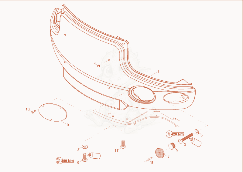 Exploded parts diagram of the bumper of a Wacker Neuson 75Z3, with numbered balloons