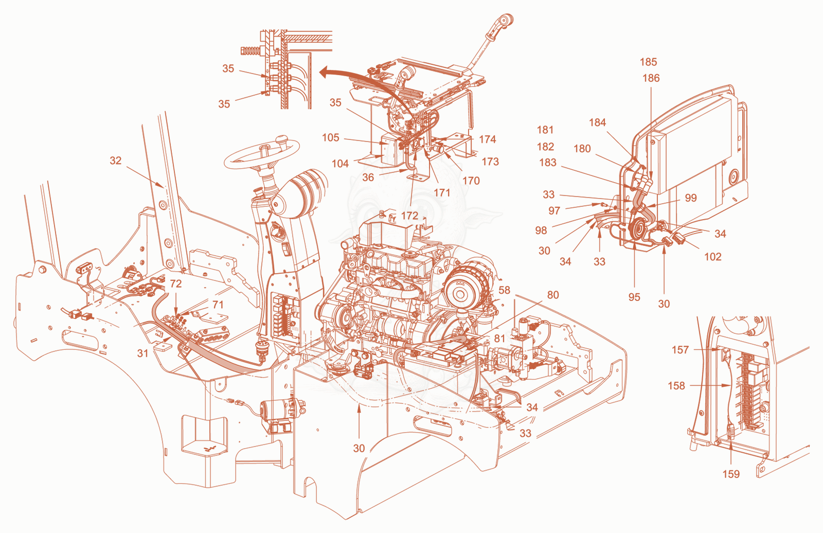 Exploded parts diagram of the electrical system of a Wacker Neuson RD28-120CCN, with numbered balloons