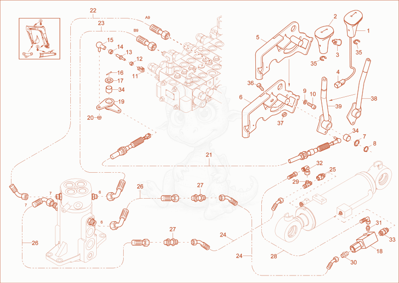 Exploded parts diagram of the DOZER BLADE OPERATION (OPTION) of a Wacker Neuson EZ36, with numbered balloons