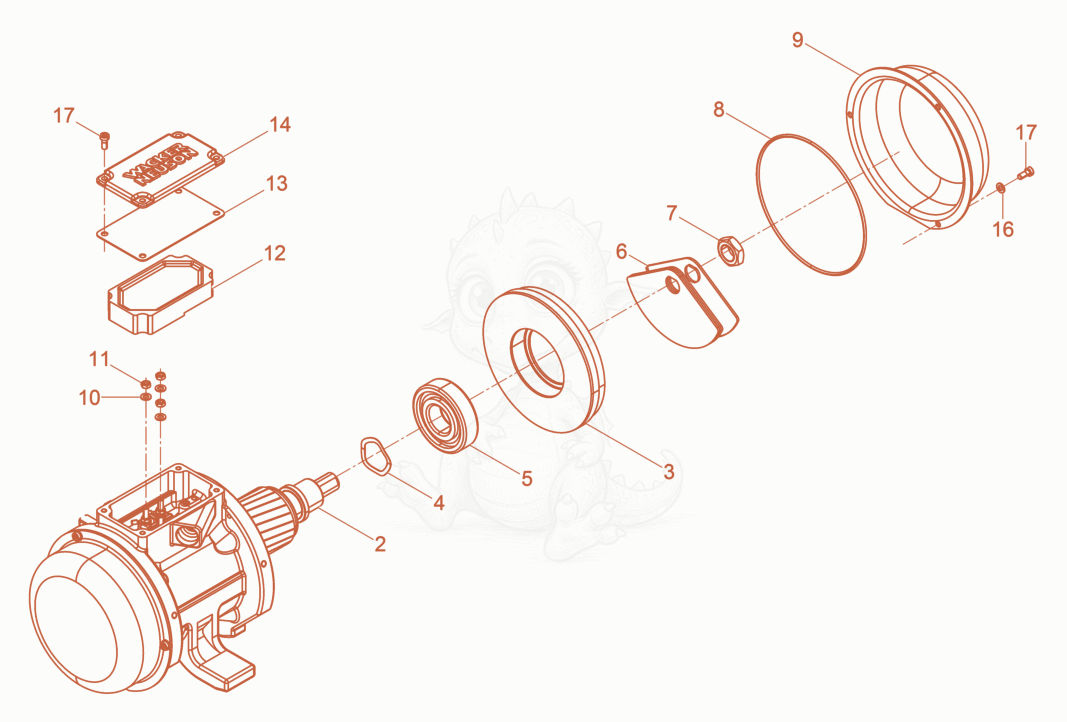 Exploded parts diagram of the External Vibrator cpl. of a Wacker Neuson AR52/6/042SEA, with numbered balloons