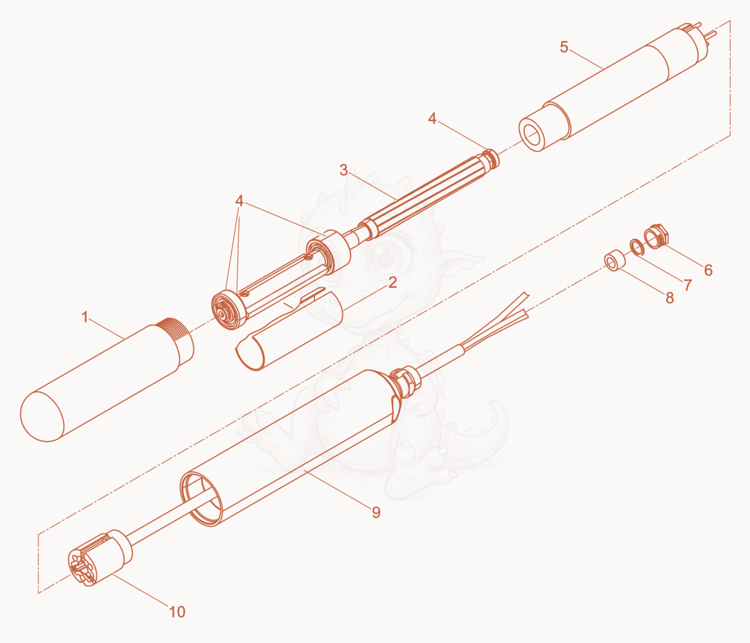 Exploded parts diagram of the Internal Vibrator of a Wacker Neuson IRSE-FU38/230, with numbered balloons
