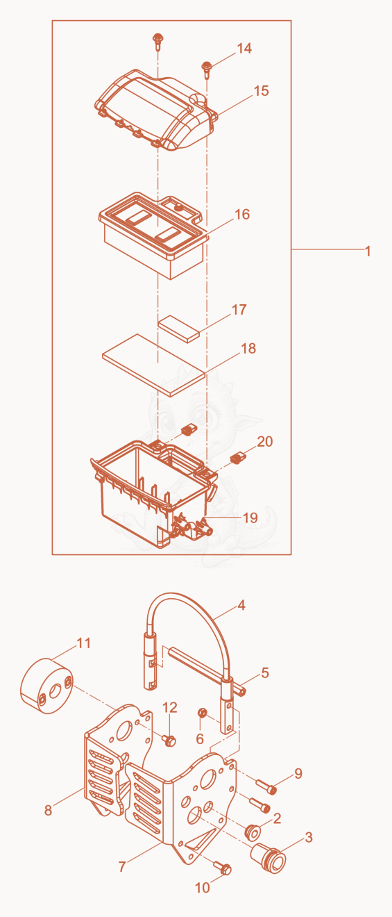 Exploded parts diagram of the Air Filter cpl. of a Wacker Neuson BS50-2PLUS11IN, with numbered balloons