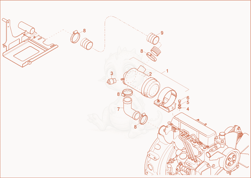 Exploded parts diagram of the AIR SUCTION SYSTEM of a Wacker Neuson 2003, with numbered balloons