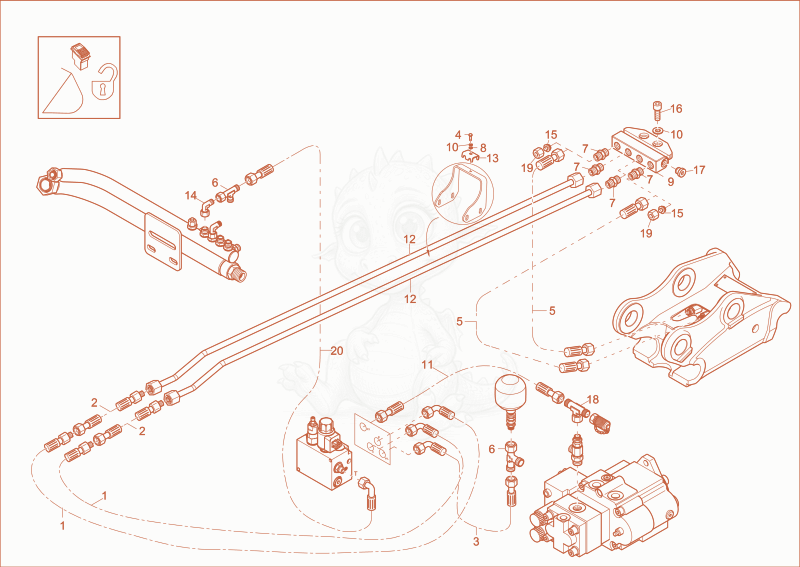 Exploded parts diagram of the Easy Lock Installation (Option) of a Wacker Neuson EZ38, with numbered balloons