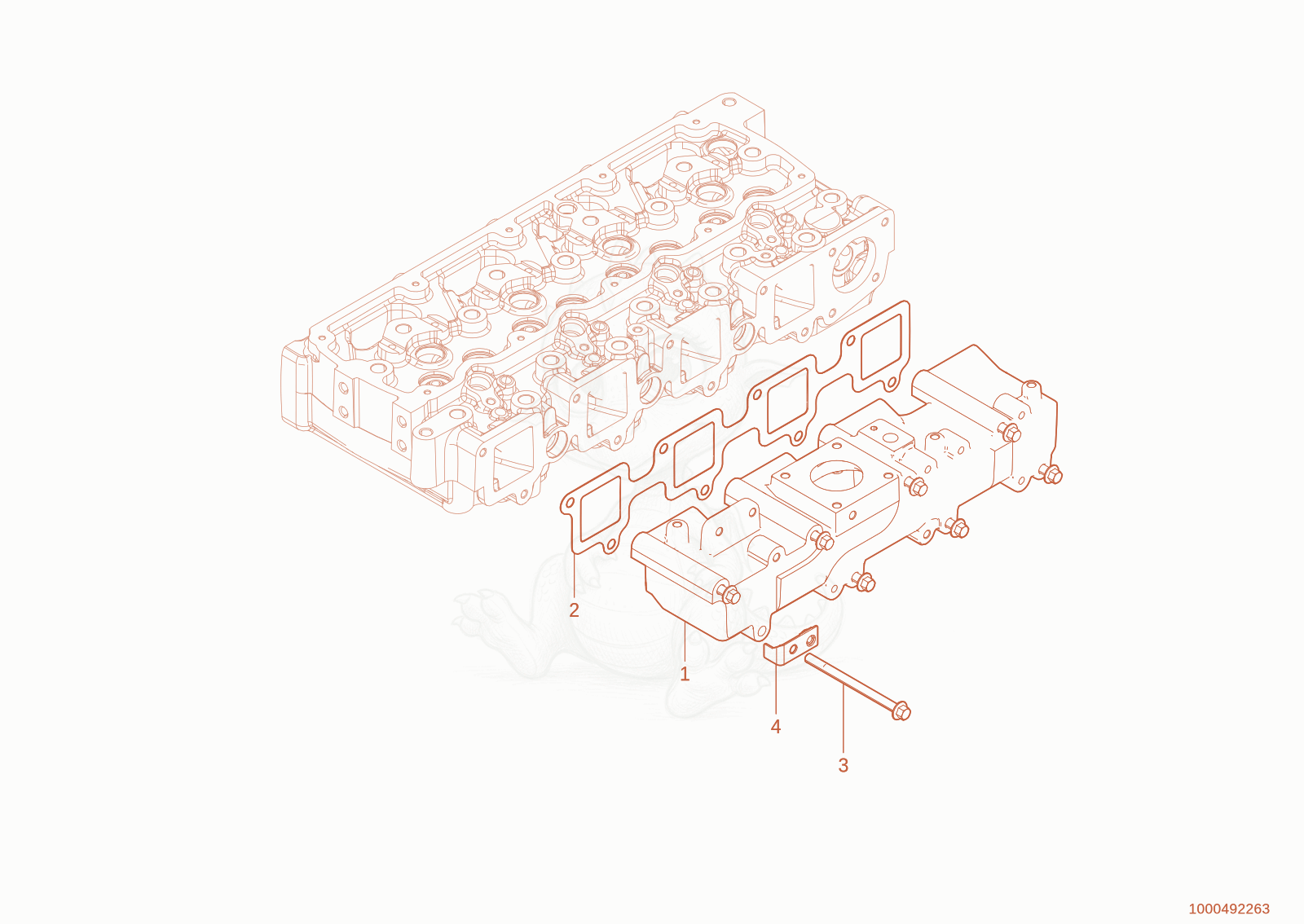 Exploded parts diagram of the intake manifold of a Wacker Neuson TH745(416-32), with numbered balloons