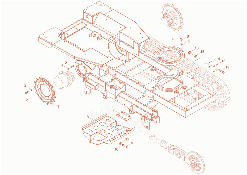 Exploded parts diagram of the UNDERCARRIAGE of a Wacker Neuson DT23, with numbered balloons