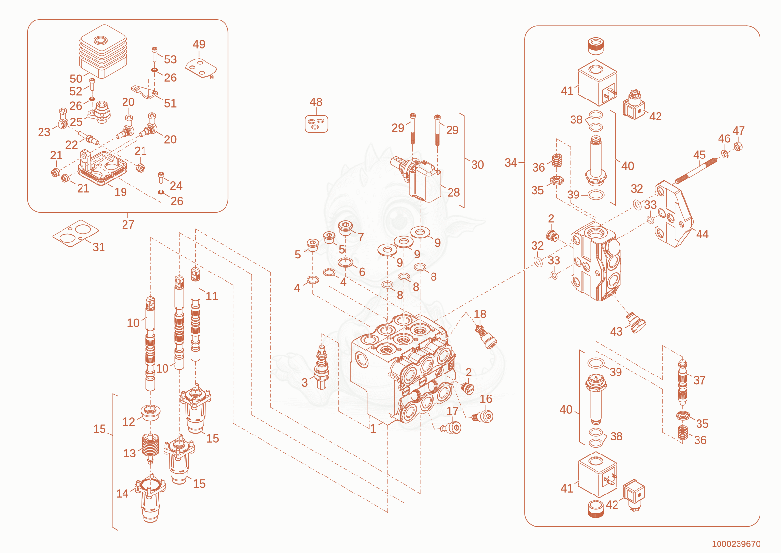 Exploded parts diagram of the control valve of a Wacker Neuson WL36CANOPY, with numbered balloons