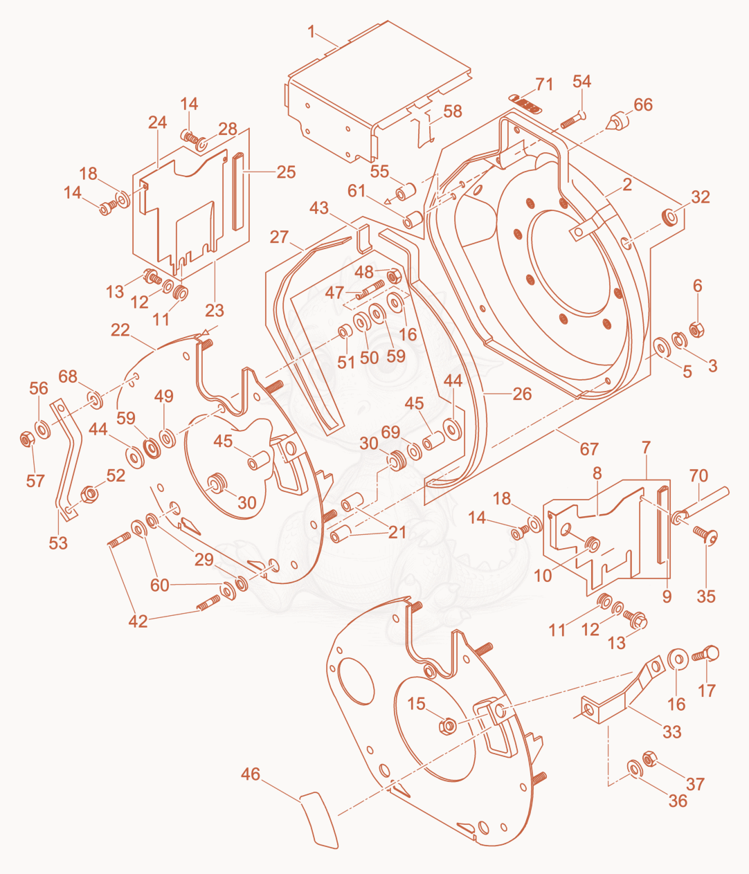 Exploded parts diagram of the Air Ducting of a Wacker Neuson DPU3050HWUSARMY, with numbered balloons