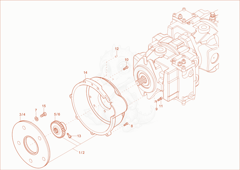 Exploded parts diagram of the HYDRAULIC PUMP DRIVE of a Wacker Neuson DT12, with numbered balloons