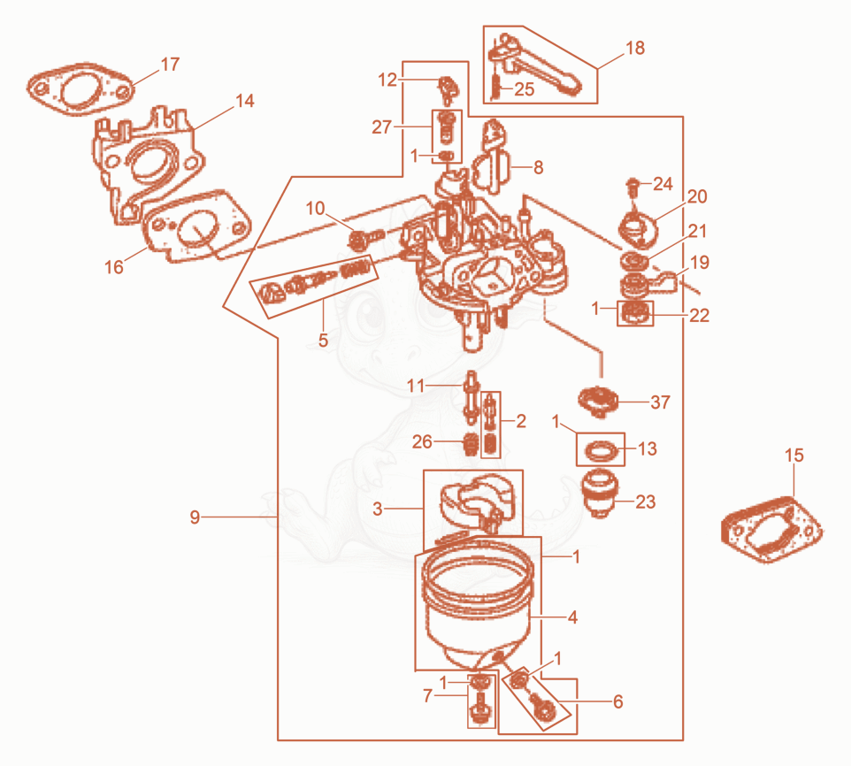 Exploded parts diagram of the Carburetor of a Wacker Neuson BPU4045A, with numbered balloons