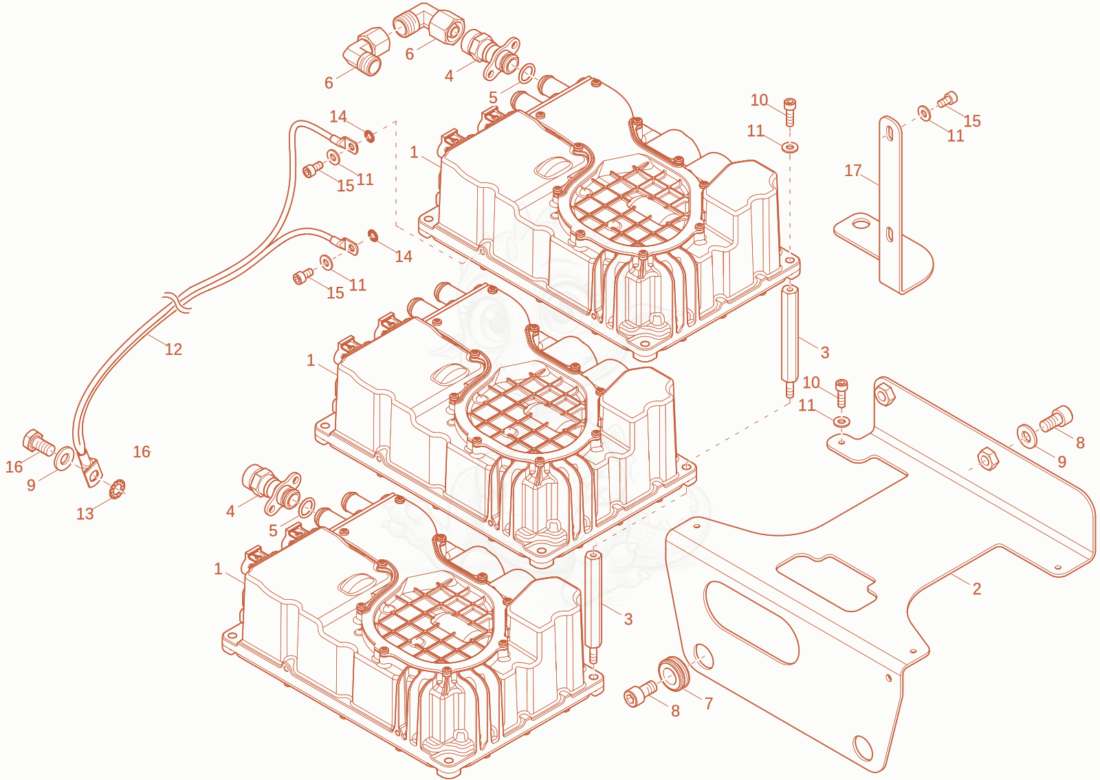 Exploded parts diagram of the charger (option) of a Wacker Neuson EZ26E, with numbered balloons