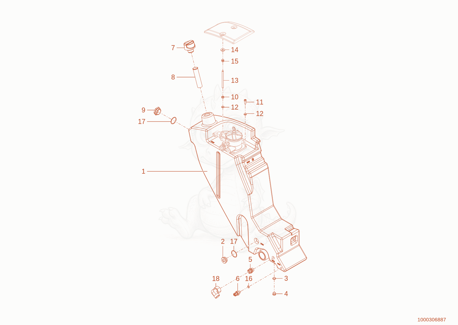 Exploded parts diagram of the hydraulic tank of a Wacker Neuson TH522STAGEV, with numbered balloons