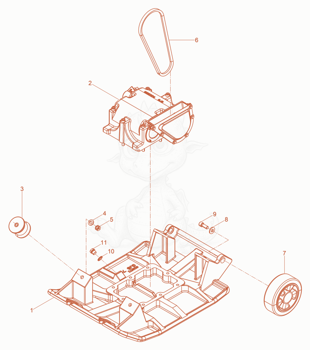 Despiece del Baseplate cpl. de una máquina Wacker Neuson DPU3050HWUSARMY, con globos numerados