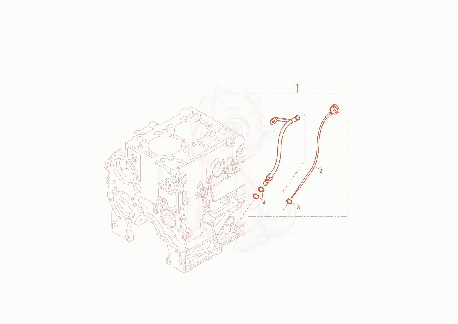 Exploded parts diagram of the oildip stick of a Wacker Neuson WL70T4F, with numbered balloons