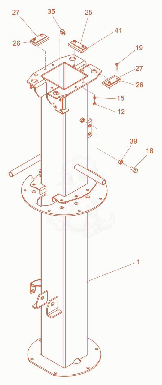 Exploded parts diagram of the light pole 1 of a Wacker Neuson LTN5YPHD, with numbered balloons