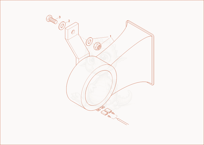 Exploded parts diagram of the horn of a Wacker Neuson DT15, with numbered balloons