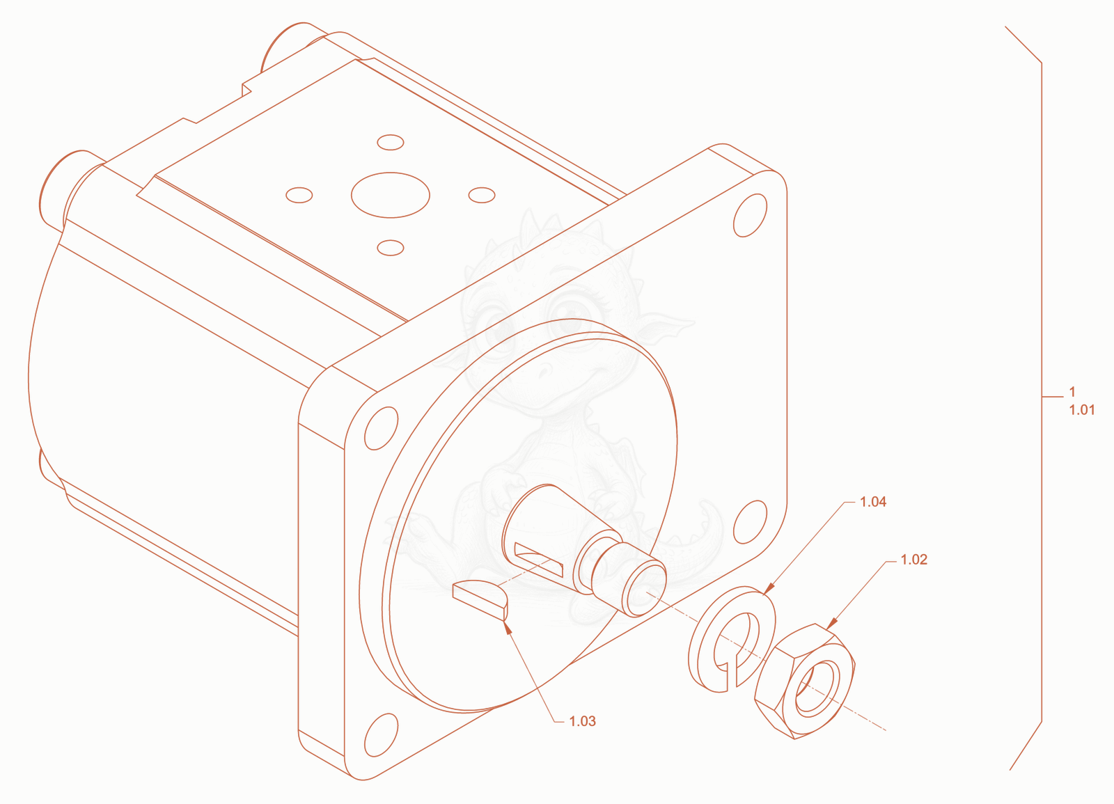 Despiece del constant motor (oscillation drive) de una máquina Wacker Neuson RD45-140OUS, con globos numerados