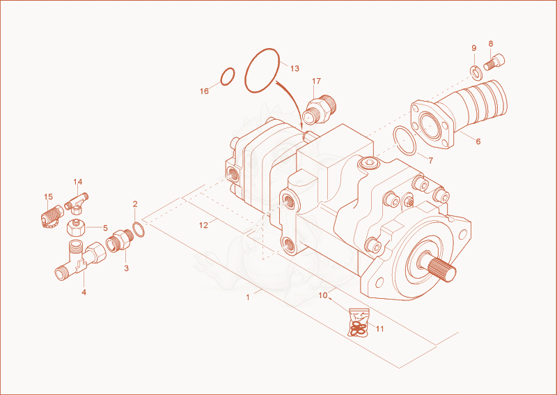Exploded parts diagram of the hydraulic pump of a Wacker Neuson 3402RDFORCE, with numbered balloons