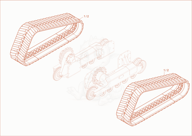 Exploded parts diagram of the rubber track of a Wacker Neuson ST45(S04-04), with numbered balloons