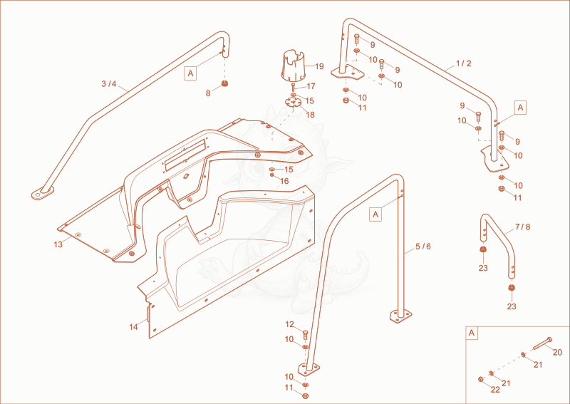 Exploded parts diagram of the COVERING of a Wacker Neuson DV60, with numbered balloons