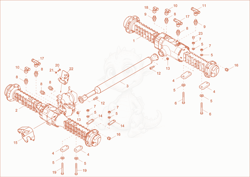 Exploded parts diagram of the AXLE of a Wacker Neuson DV90, with numbered balloons