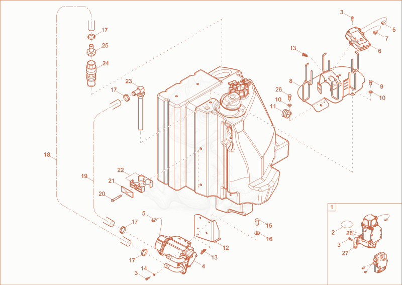 Exploded parts diagram of the fuel fill pump (OPTION) of a Wacker Neuson ET42, with numbered balloons