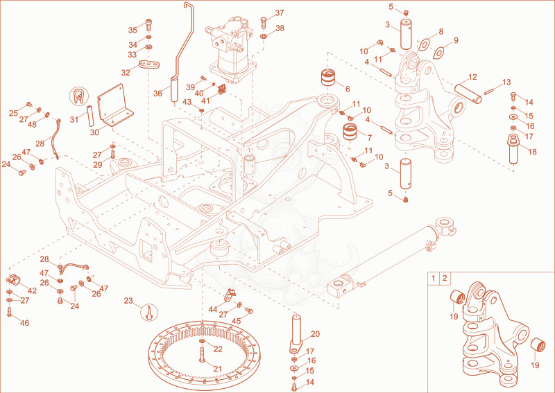 Exploded parts diagram of the CHASSIS of a Wacker Neuson EZ17E, with numbered balloons