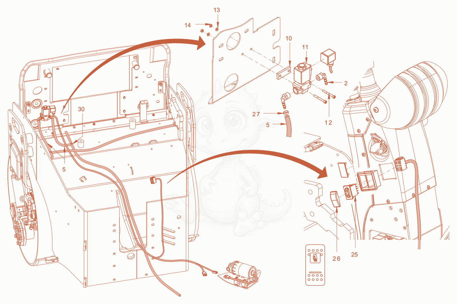 Exploded parts diagram of the electrical system of a Wacker Neuson RD24-100CDPF, with numbered balloons
