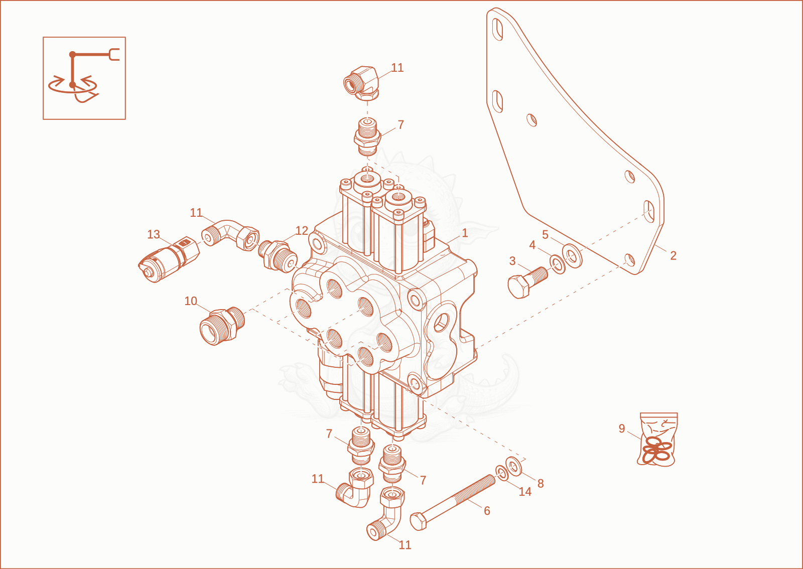 Exploded parts diagram of the control block (Option) of a Wacker Neuson ET145, with numbered balloons