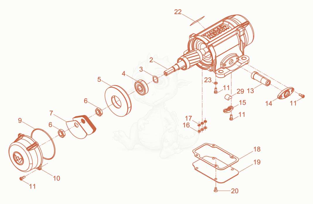 Exploded parts diagram of the External Vibrator cpl. of a Wacker Neuson AR26/6/250, with numbered balloons