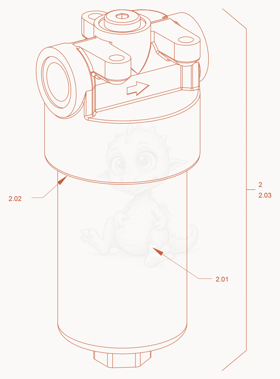 Exploded parts diagram of the Filter (Hydraulic Oil) of a Wacker Neuson RD40-130C.3, with numbered balloons