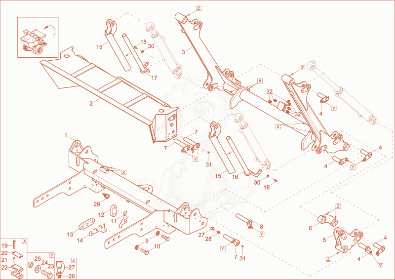 Exploded parts diagram of the Self Loading Equipment (OPTION) of a Wacker Neuson DW20, with numbered balloons