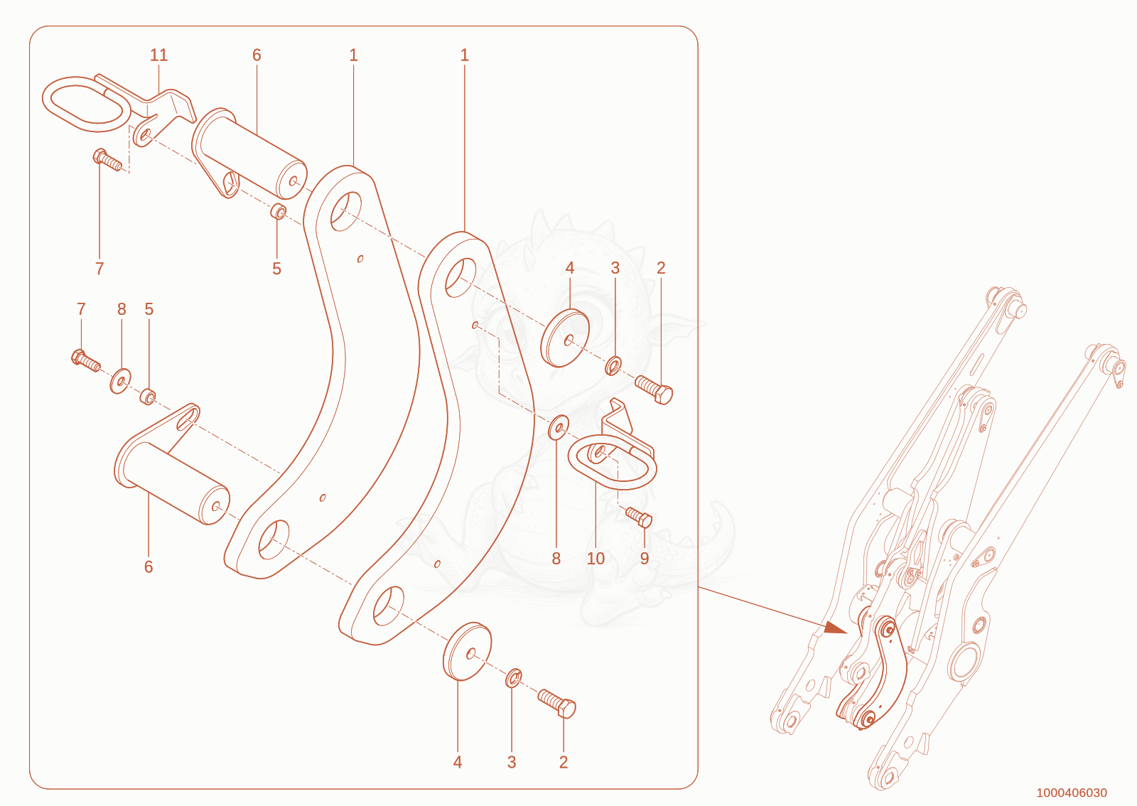 Exploded parts diagram of the LEVER of a Wacker Neuson WL110(WRL90-05), with numbered balloons