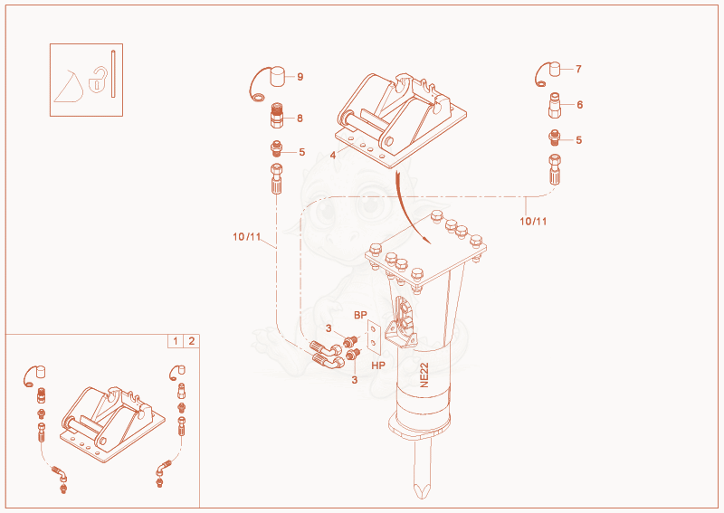 Exploded parts diagram of the KIT HYDR. BREAKER of a Wacker Neuson 3503RD, with numbered balloons
