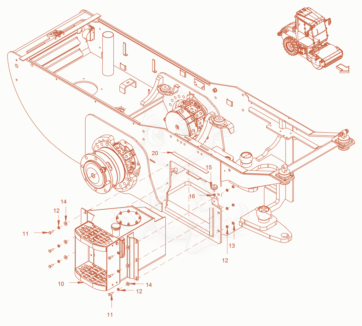 Exploded parts diagram of the Oil Tank of a Wacker Neuson RC70, with numbered balloons