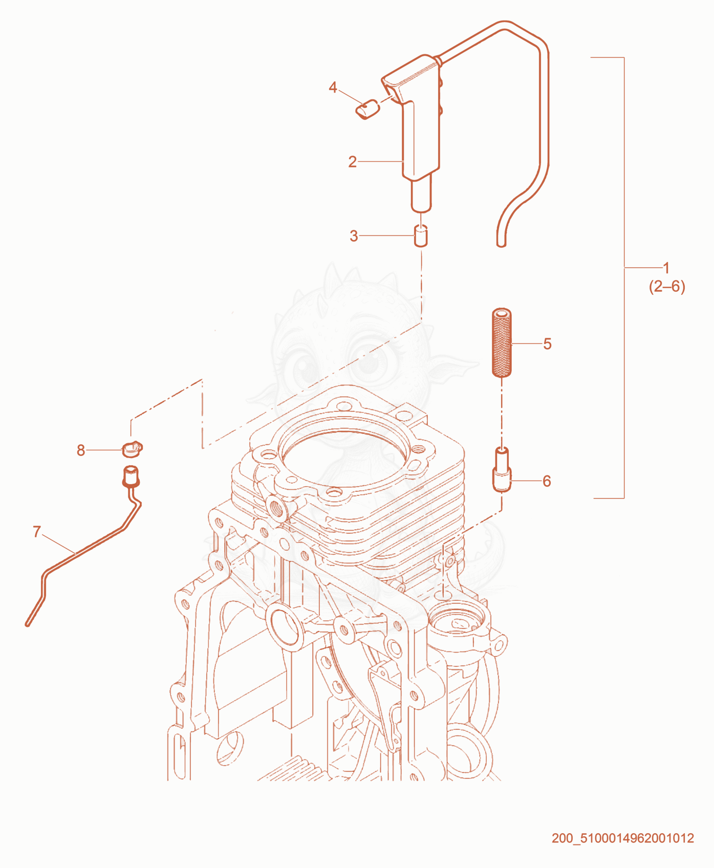 Exploded parts diagram of the Crankcase Breather System of a Wacker Neuson PT3H, with numbered balloons
