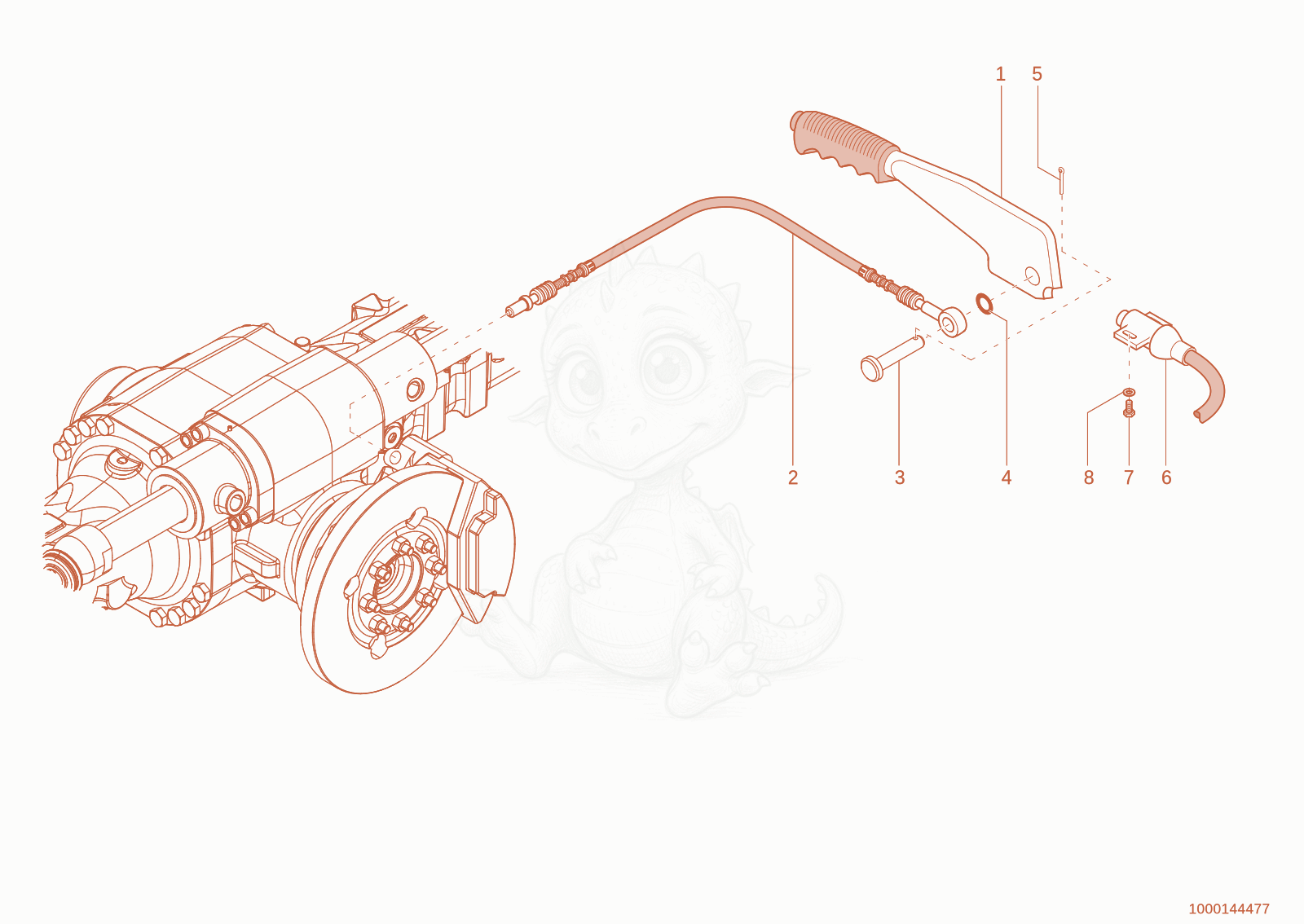 Exploded parts diagram of the parking brake of a Wacker Neuson 850, with numbered balloons