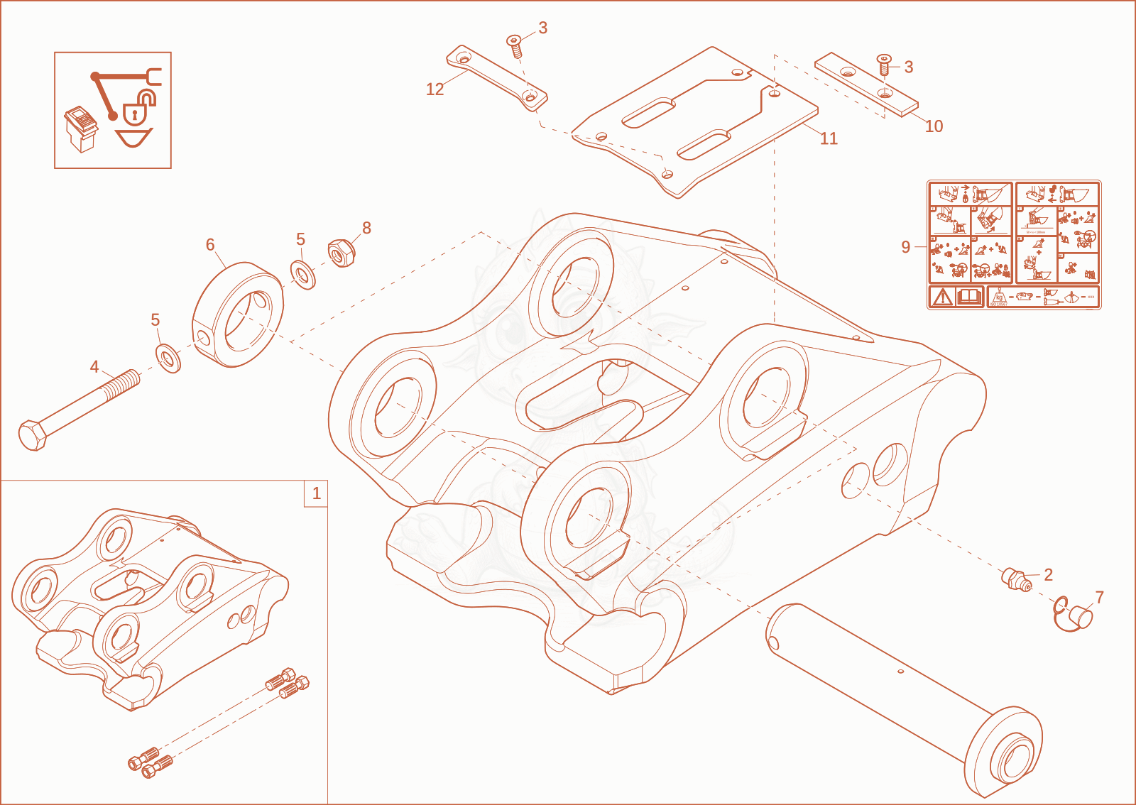 Exploded parts diagram of the Easy Lock COUPLER (Option) of a Wacker Neuson ET24, with numbered balloons