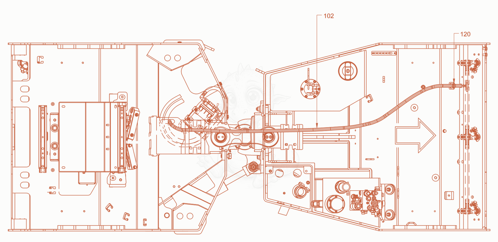 Exploded parts diagram of the sprinkling of a Wacker Neuson RD24-100CDPF, with numbered balloons