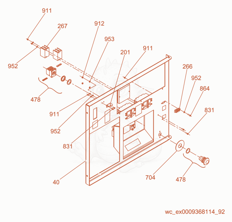 Exploded parts diagram of the Control Door cpl. of a Wacker Neuson G25, with numbered balloons
