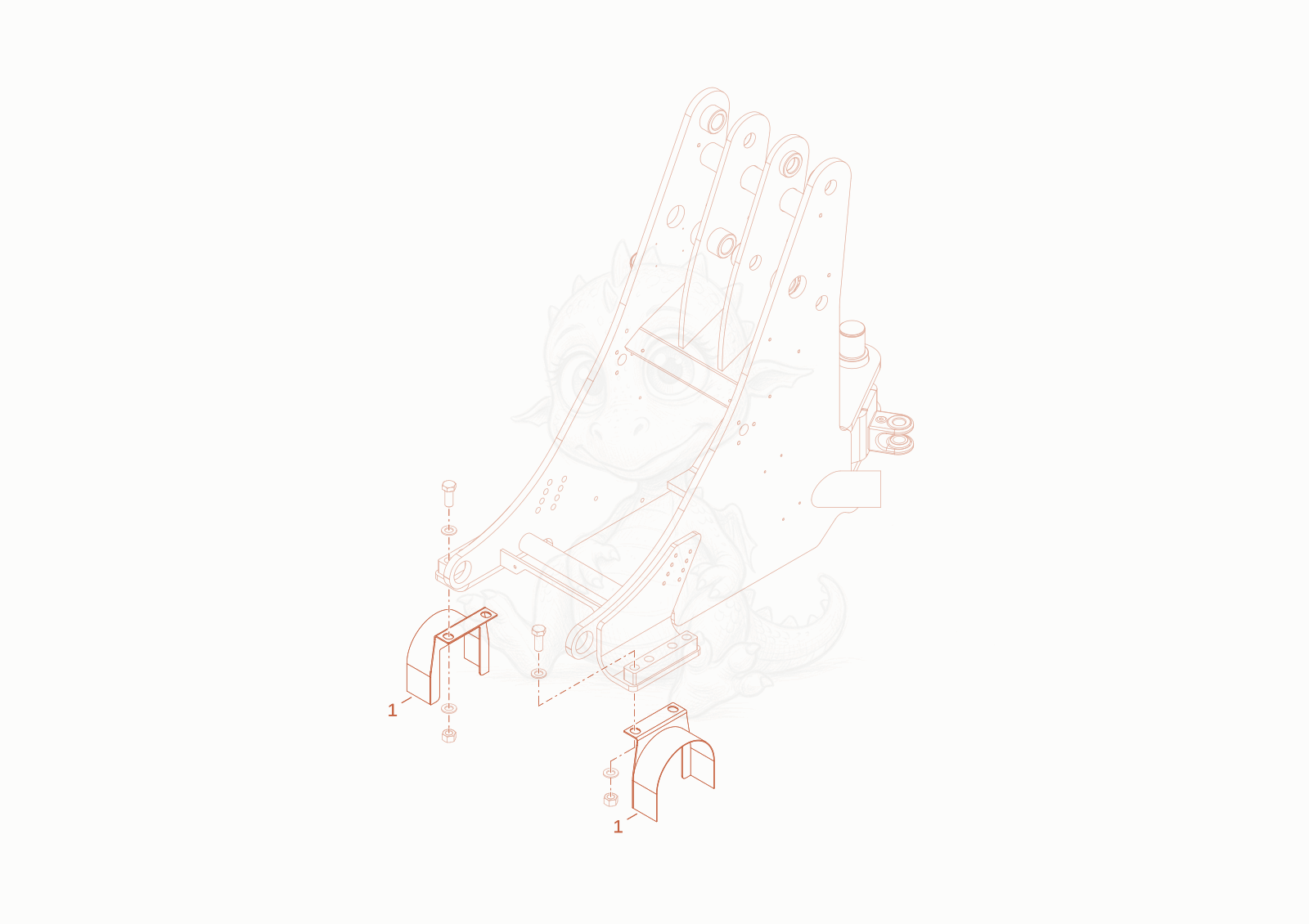 Exploded parts diagram of the protection plate of a Wacker Neuson WL32, with numbered balloons