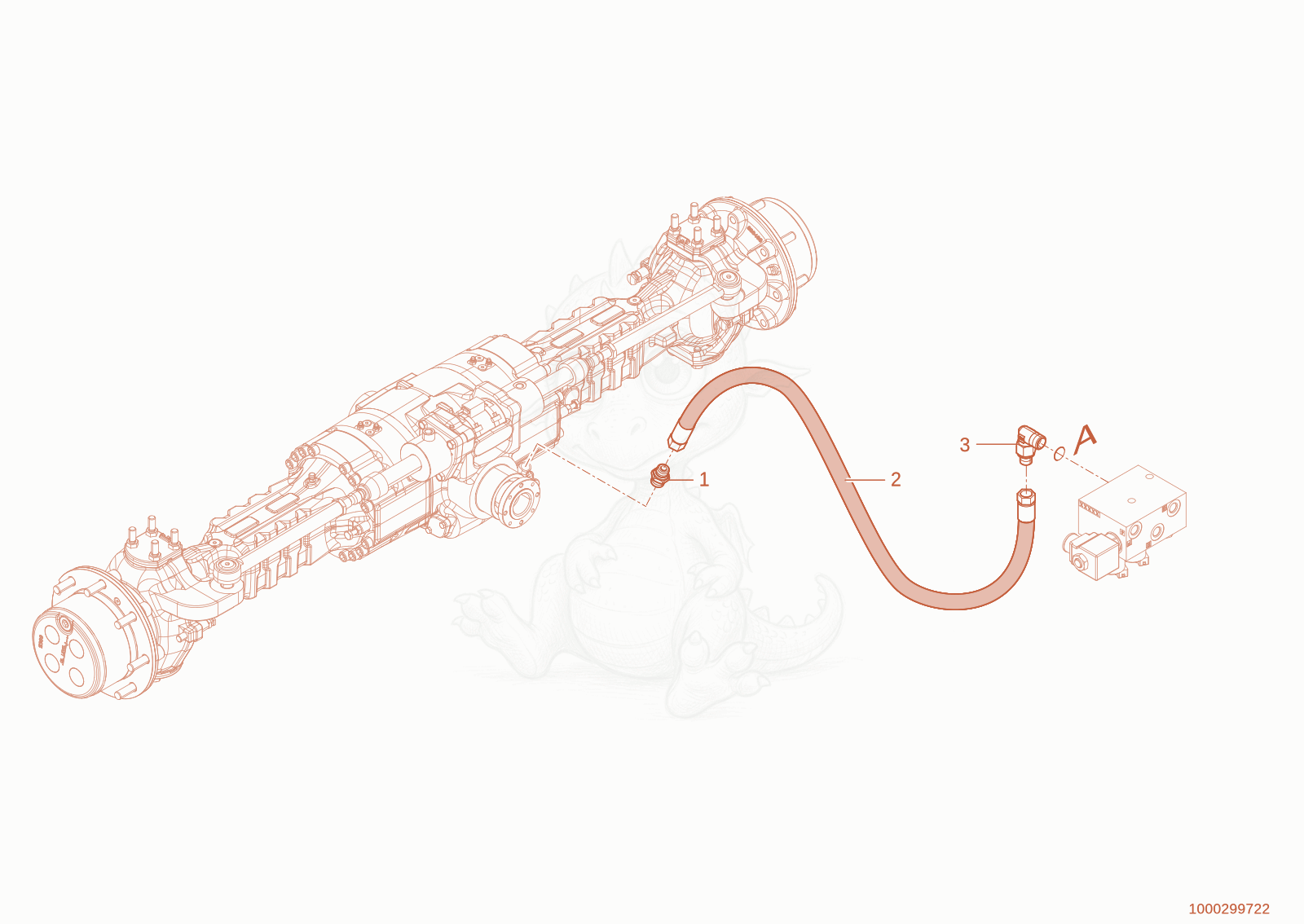 Exploded parts diagram of the differential lock of a Wacker Neuson TH744(416-02), with numbered balloons