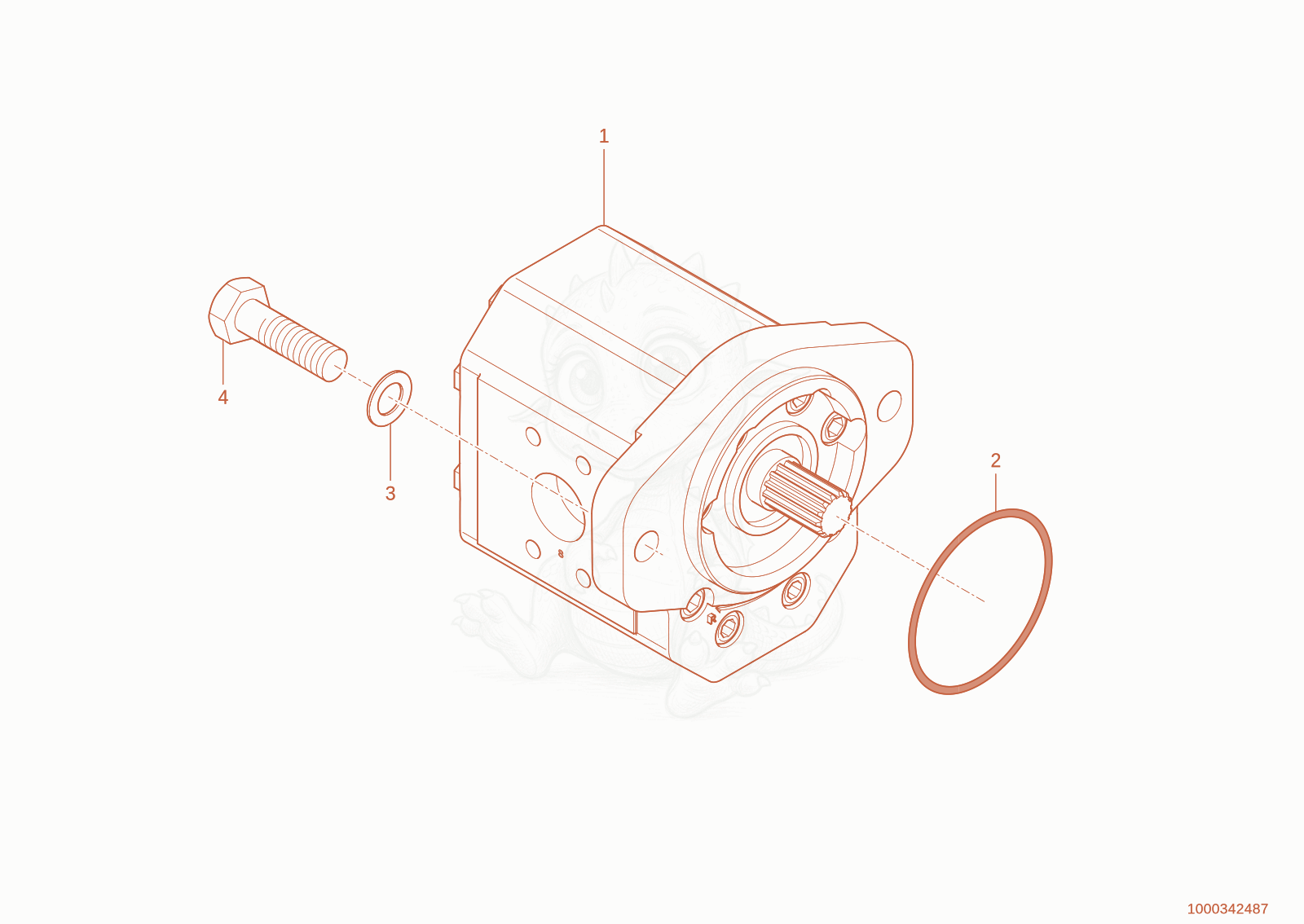 Exploded parts diagram of the hydraulic pump of a Wacker Neuson TH627(418-22), with numbered balloons