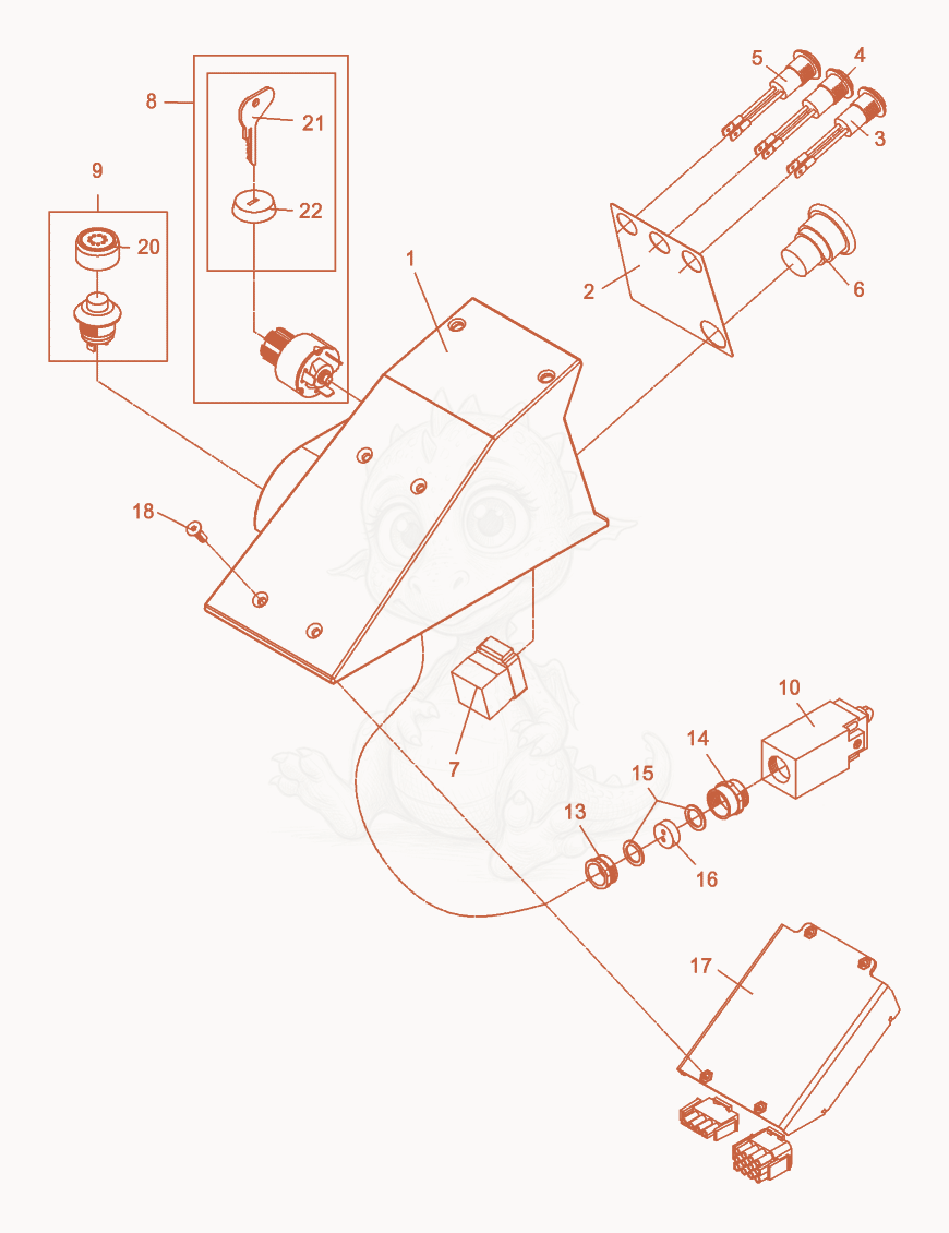 Exploded parts diagram of the Housing cpl. of a Wacker Neuson DPU100-70, with numbered balloons