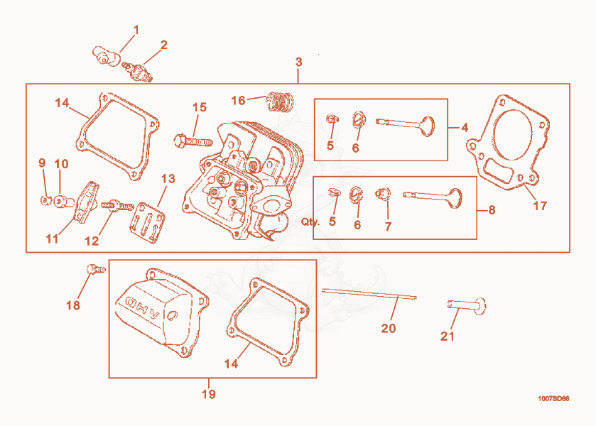 Exploded parts diagram of the Cylinder Head of a Wacker Neuson RS800V, with numbered balloons