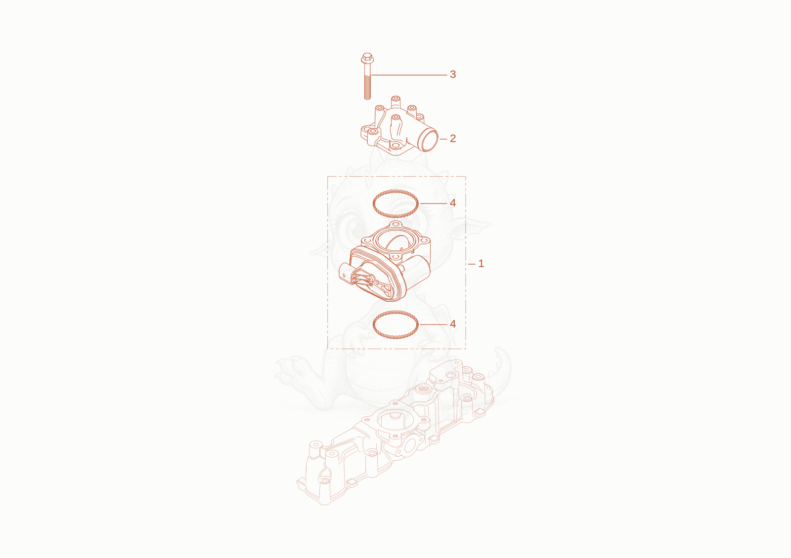 Despiece del speed actuating de una máquina Wacker Neuson TH522STAGEV, con globos numerados